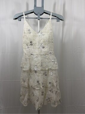 NWT By & By Women’s Size Large Sparkly Ivory Sequin Spaghetti-Strap Dress